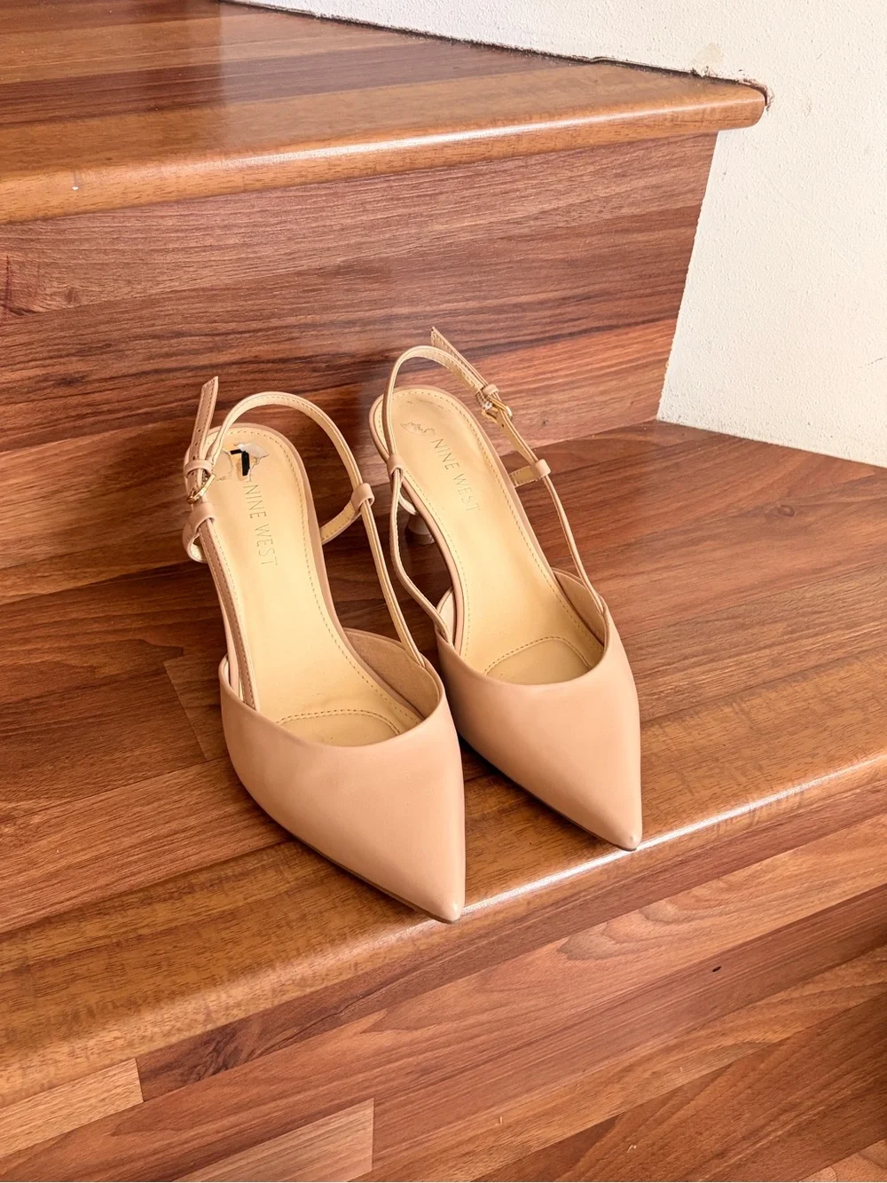 Nine West Blush Nude Slingback Pointed-Toe Heels